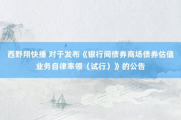 西野翔快播 对于发布《银行间债券商场债券估值业务自律率领（试行）》的公告