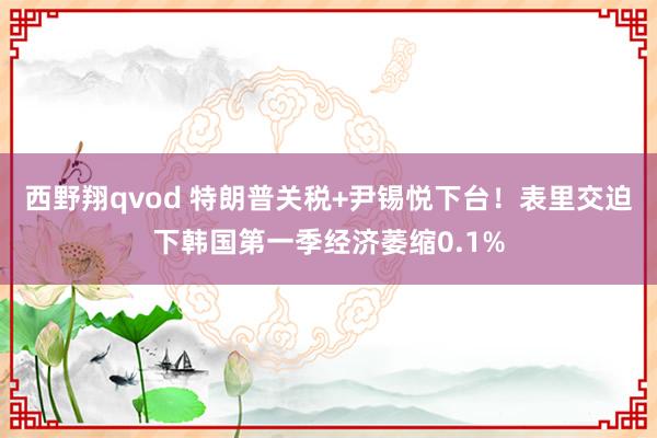 西野翔qvod 特朗普关税+尹锡悦下台！表里交迫下韩国第一季经济萎缩0.1%