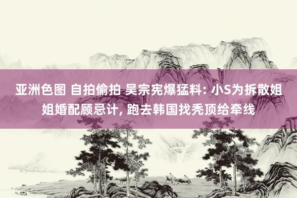 亚洲色图 自拍偷拍 吴宗宪爆猛料: 小S为拆散姐姐婚配顾忌计， 跑去韩国找秃顶给牵线